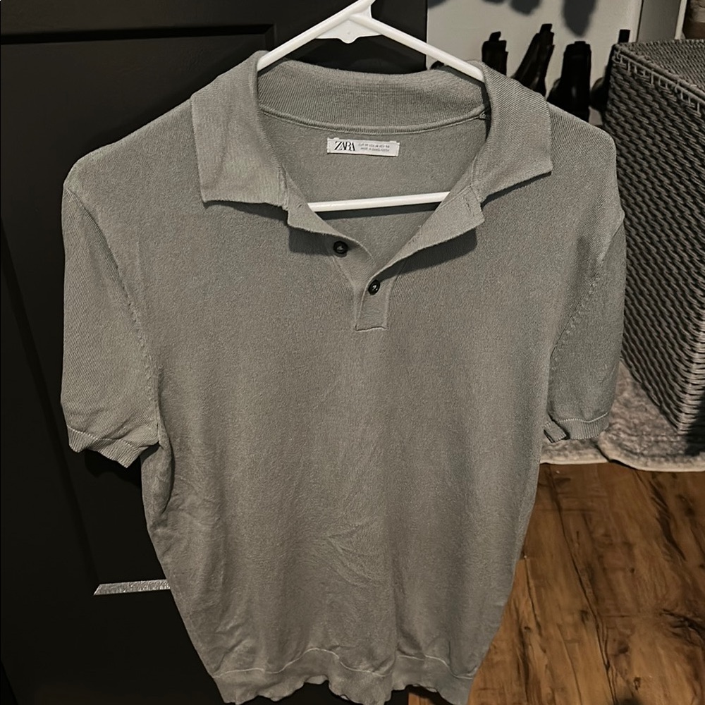 Zara Men's Gray Polo Shirt
